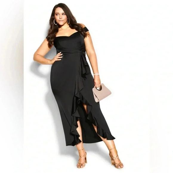 City Chic hypnotize black maxi dress size L/20 - Picture 2 of 15